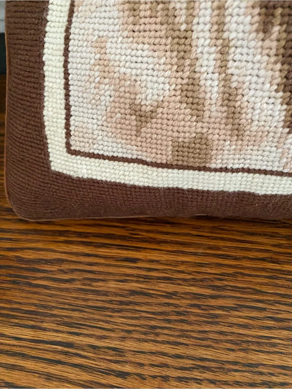 Yellow Labrador Retriever Needlepoint Throw Pillow Brown Velvet